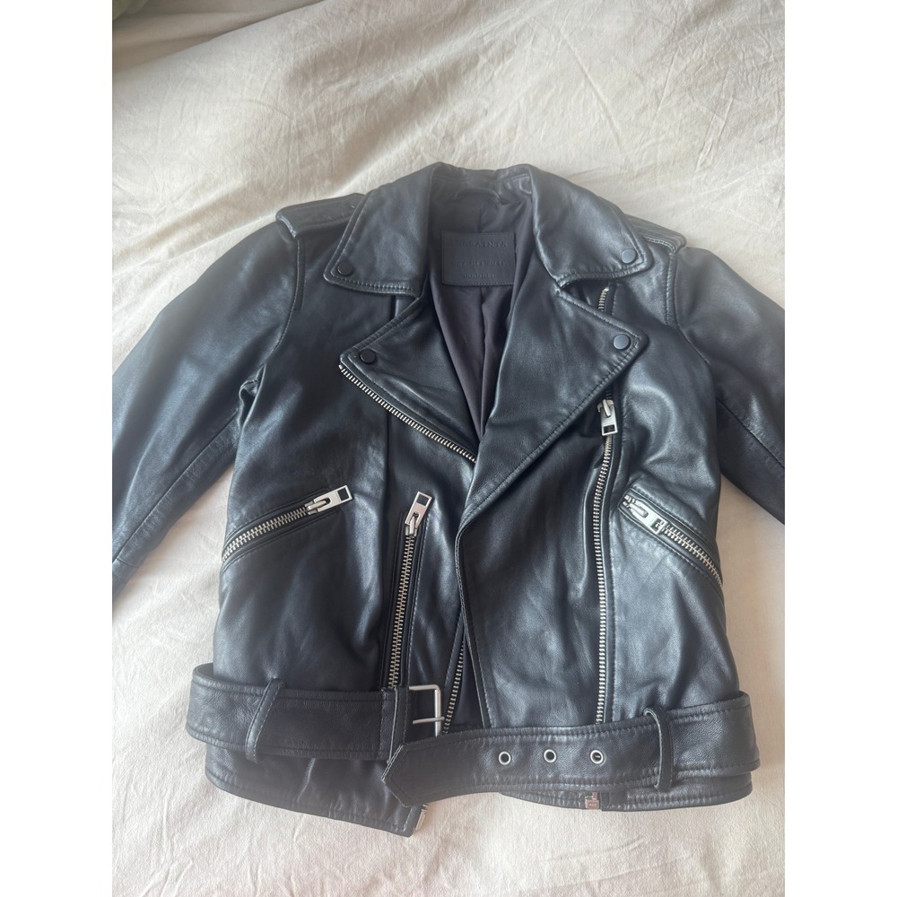 AllSaints Balfern Leather Biker Jacket Black Silver‎ Hardware Size 2 - Picture 6 of 6
